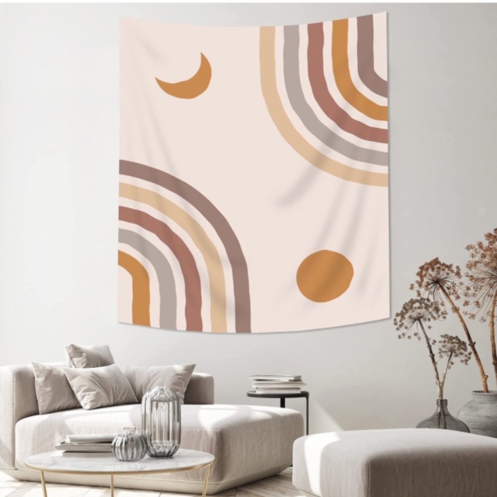 Abstract Neutral Rainbow Crescent Moon Bohemian Indie Balcony/Patio/Bed Decor - Picture 4 of 5